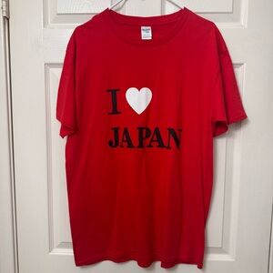 Gildan Premium Red Graphic T-shirt I Love Japan Unisex Adult Size Large Crewneck